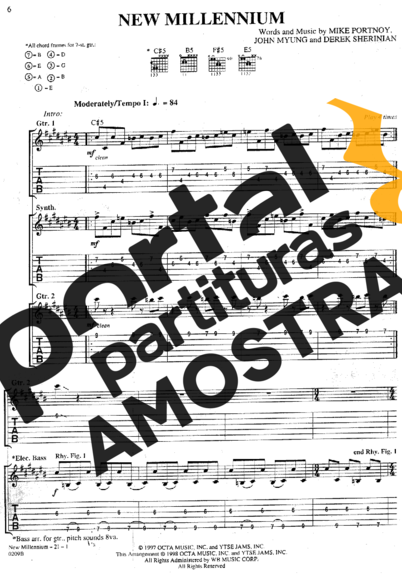 Dream Theater New Millennium partitura para Guitarra
