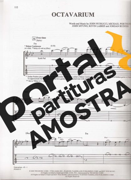Dream Theater  partitura para Guitarra