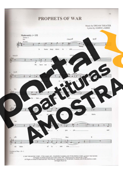 Dream Theater Prophets Of War partitura para Guitarra