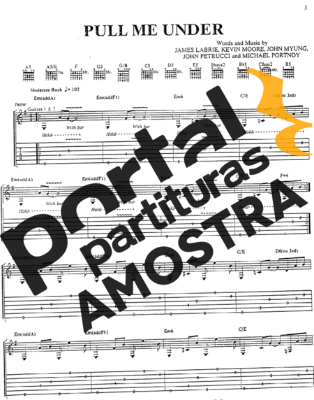 Dream Theater  partitura para Guitarra