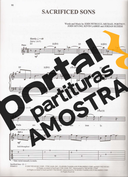 Dream Theater  partitura para Guitarra