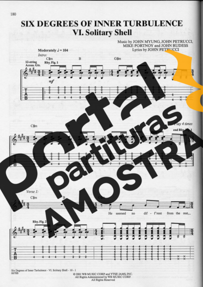Dream Theater Solitary Shell partitura para Guitarra