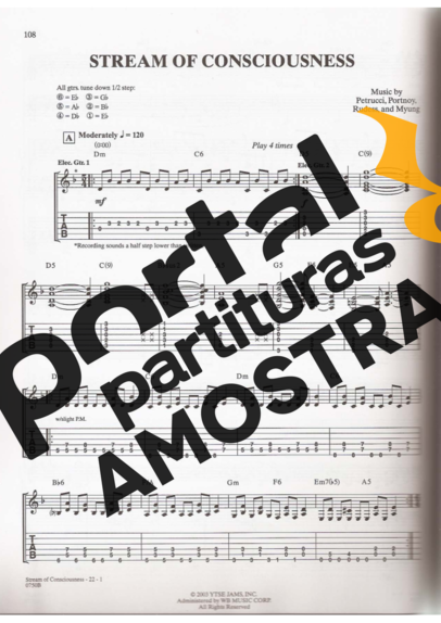 Dream Theater Stream Of Consciousness partitura para Guitarra