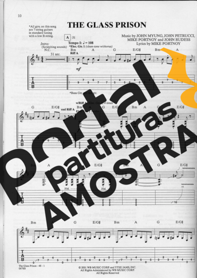 Dream Theater The Glass Prision partitura para Guitarra