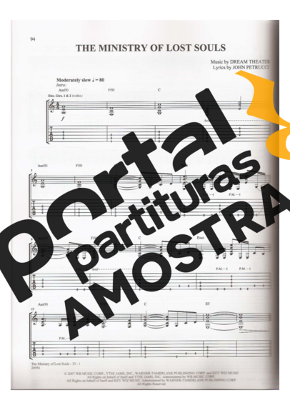 Dream Theater The Ministry Of Lost Souls partitura para Guitarra