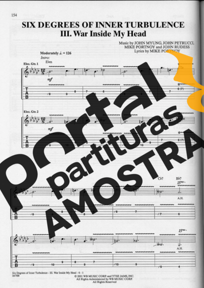 Dream Theater War Inside My Head partitura para Guitarra