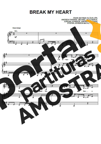 Dua Lipa Break My Heart partitura para Piano
