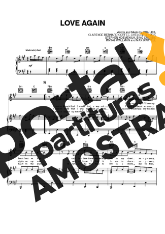 Dua Lipa Love Again partitura para Piano