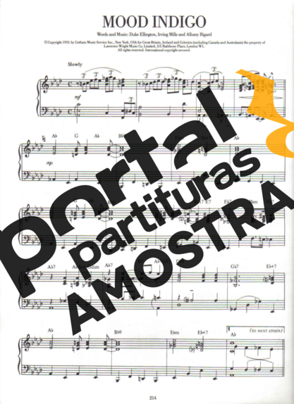 Duke Ellington Mood Indigo partitura para Piano