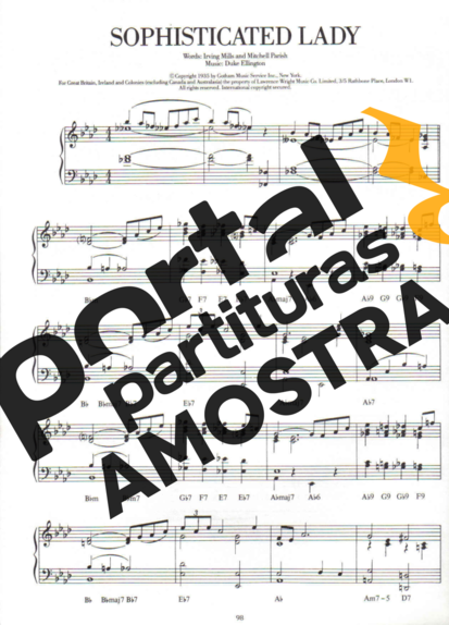 Duke Ellington Sophisticated Lady partitura para Piano