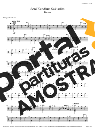 Duman Seni Kendime Sakladim partitura para Bateria