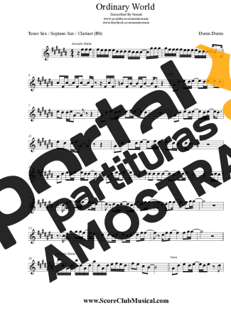 Duran Duran Ordinary World partitura para Clarinete (Bb)