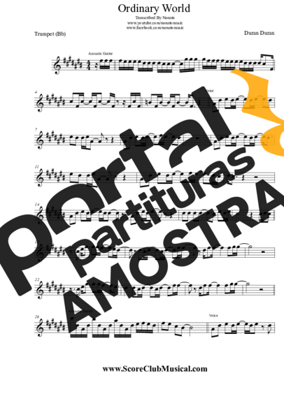 Duran Duran Ordinary World partitura para Trompete