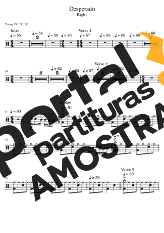 Eagles Desperado partitura para Bateria