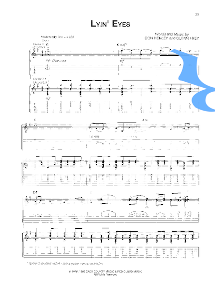 Eagles Lyin´ Eyes partitura para Guitarra