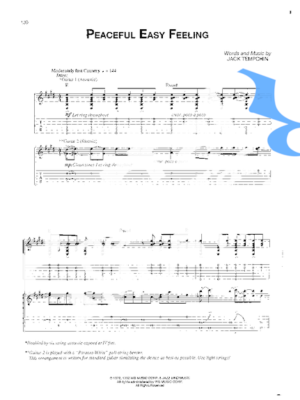 Eagles Peaceful Easy Feeling partitura para Guitarra