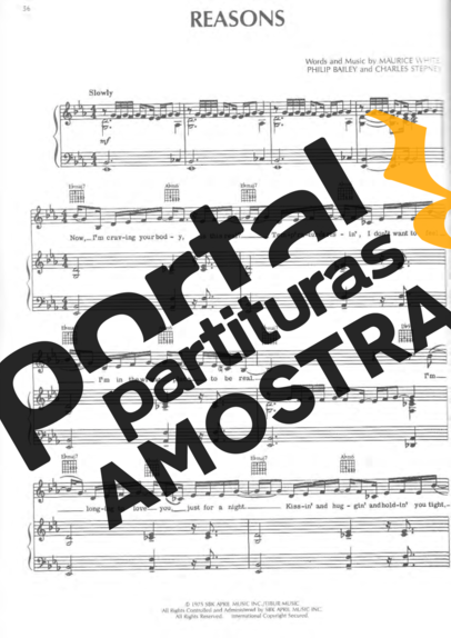 Earth Wind And Fire Reasons partitura para Piano