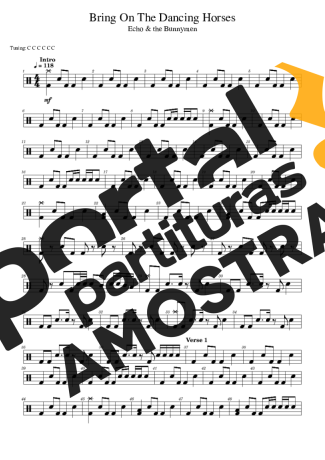 Echo & The Bunnymen Bring On The Dancing Horses partitura para Bateria