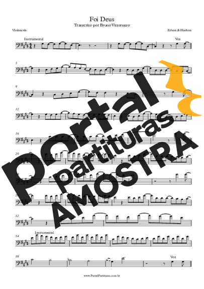 Edson e Hudson Foi Deus partitura para Violoncelo