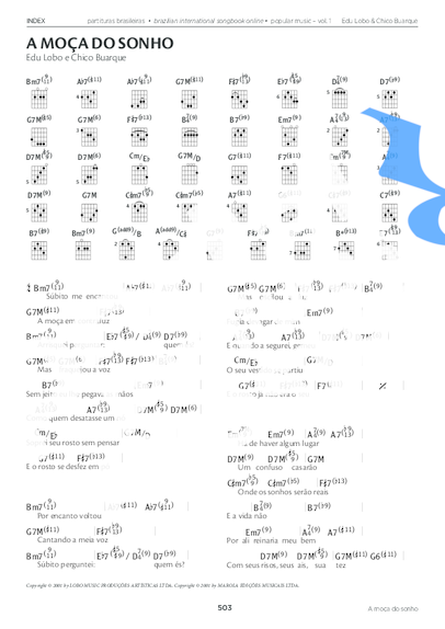 Edu Lobo e Chico Buarque A Moça do Sonho partitura para Piano