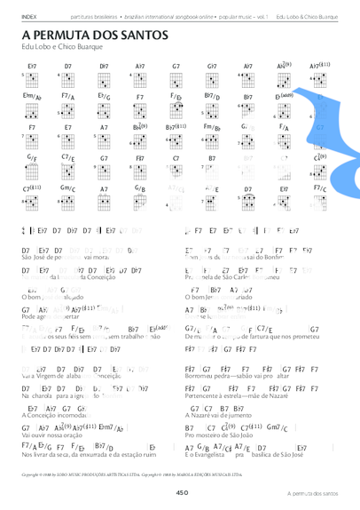 Edu Lobo e Chico Buarque A Permuta dos Santos partitura para Piano
