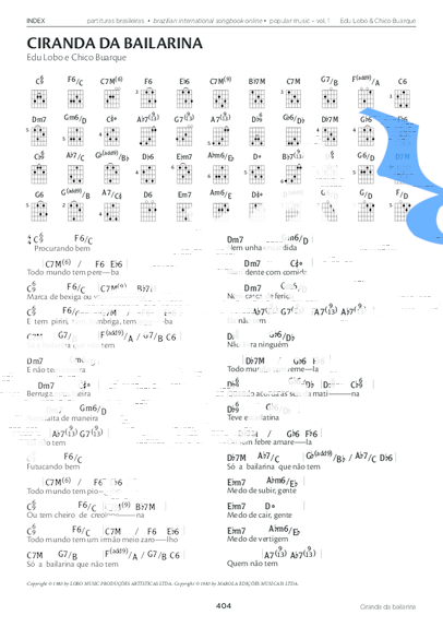 Edu Lobo e Chico Buarque Ciranda da Bailarina partitura para Piano