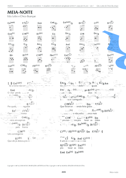 Edu Lobo e Chico Buarque Meia-Noite partitura para Piano