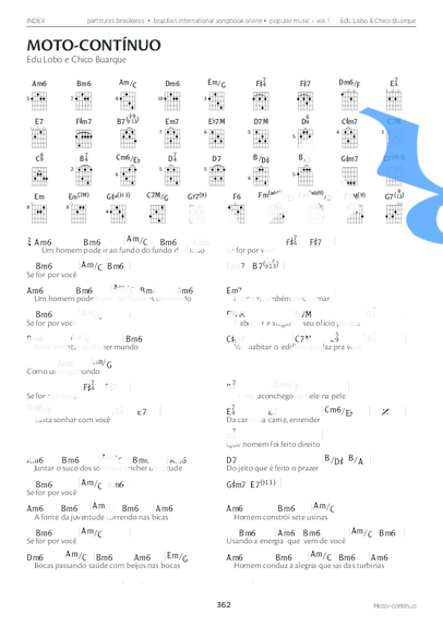 Edu Lobo e Chico Buarque Moto Contínuo partitura para Piano