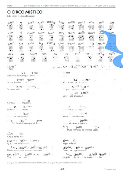 Edu Lobo e Chico Buarque O Circo Místico partitura para Piano