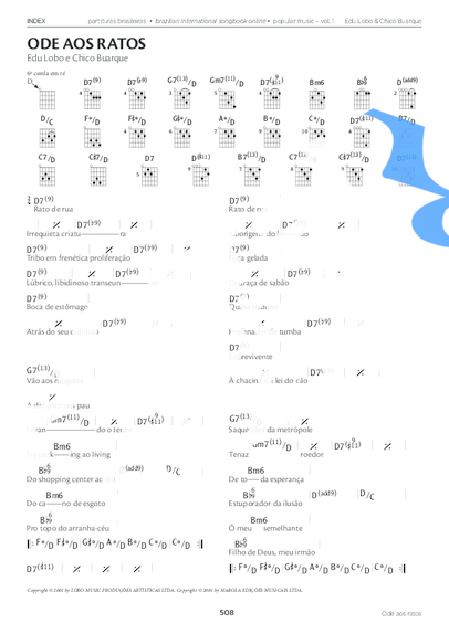 Edu Lobo e Chico Buarque Ode Aos Ratos partitura para Piano