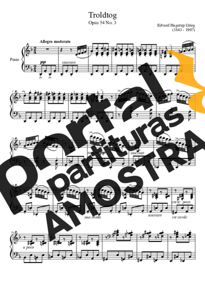 Edvard Grieg Troldtog March of the Dwarfs partitura para Piano
