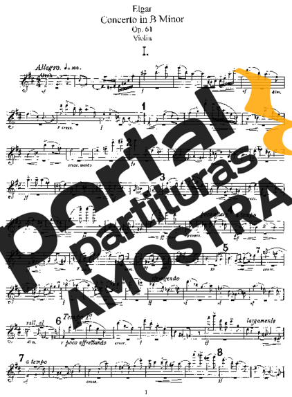 Edward Elgar Violion Concerto Op 61 partitura para Violino