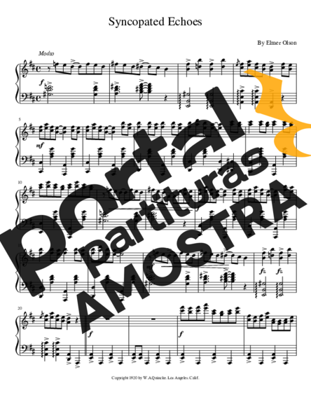 Elmer Olson Syncopated Echoe partitura para Piano