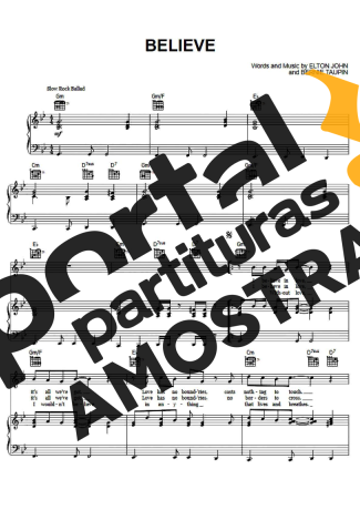 Elton John Believe partitura para Piano