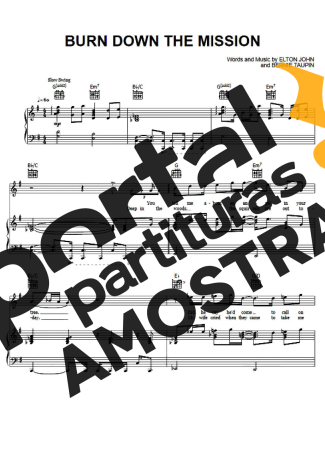 Elton John Burn Down The Mission partitura para Piano