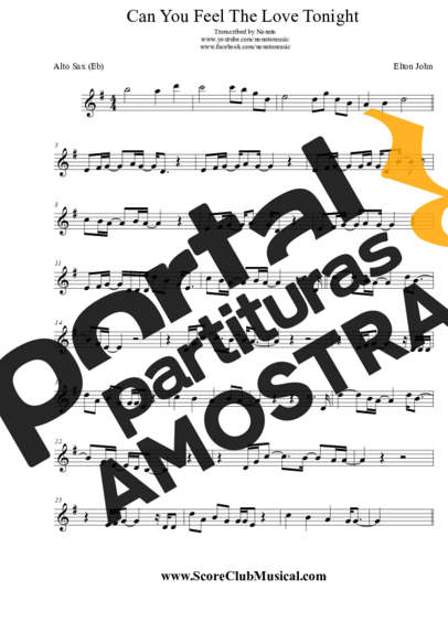 Elton John Can You Feel The Love Tonight partitura para Saxofone Alto (Eb)