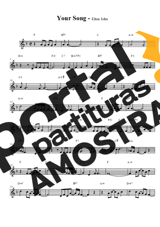 Elton John Your Song partitura para Clarinete (Bb)