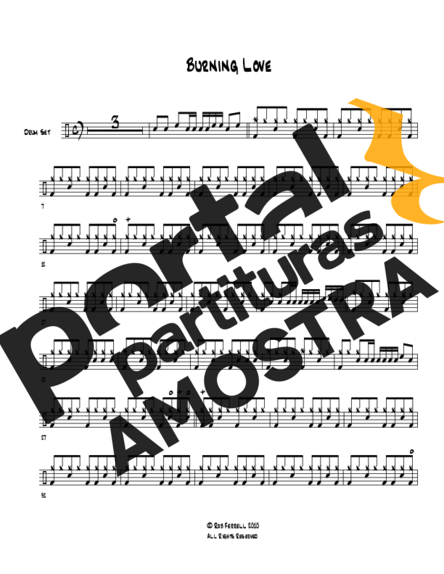 Elvis Presley Burning Love partitura para Bateria
