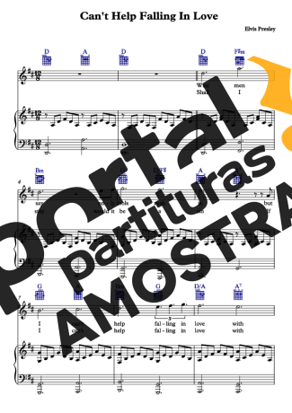 Elvis Presley Can´t Help Falling In Love partitura para Piano