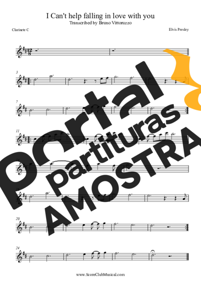 Elvis Presley I Can´t Help Falling in Love partitura para Clarinete (C)