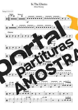 Elvis Presley In The Ghetto partitura para Bateria