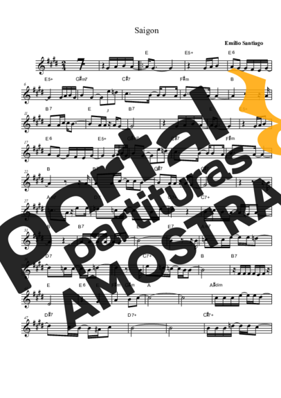 Emílio Santiago  partitura para Saxofone Tenor Soprano Clarinete (Bb)