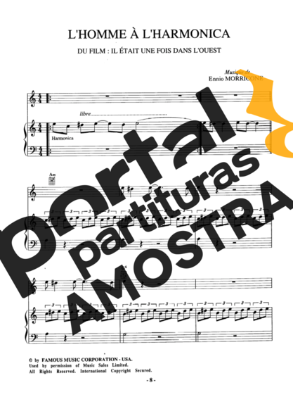 Ennio Morricone L Homme À L Hamonica partitura para Piano