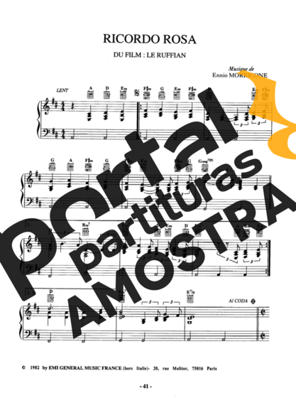 Ennio Morricone  partitura para Piano