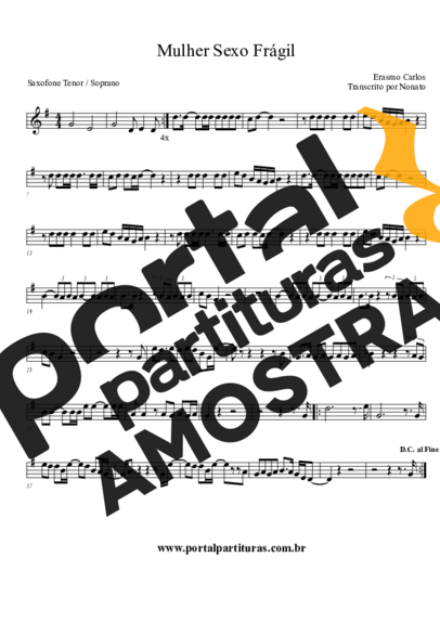 Erasmo Carlos  partitura para Saxofone Tenor Soprano (Bb)