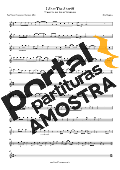 Eric Clapton I Shot The Sheriff partitura para Saxofone Tenor Soprano (Bb)