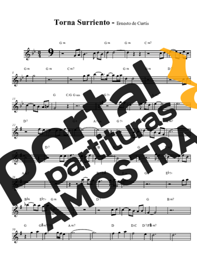 Ernesto De Curtis Torna a Surriento partitura para Saxofone Tenor Soprano (Bb)