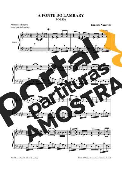 Ernesto Nazareth A Fonte Do Lambary partitura para Piano