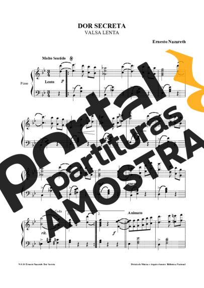 Ernesto Nazareth Dor Secreta partitura para Piano