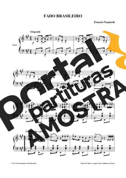 Ernesto Nazareth Fado Brasileiro partitura para Piano